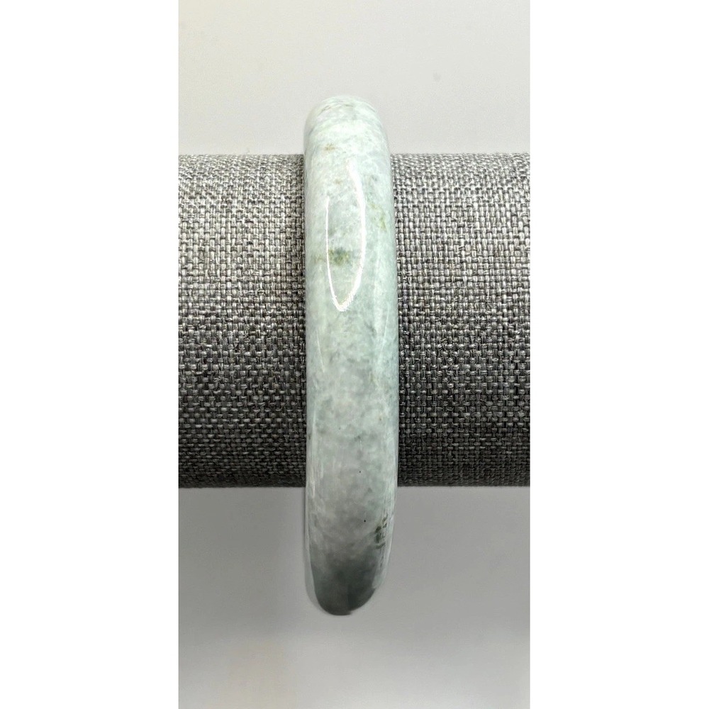 Vintage Tested Green Jade 12.5MM Thick Bangle Bracelet 7.75"